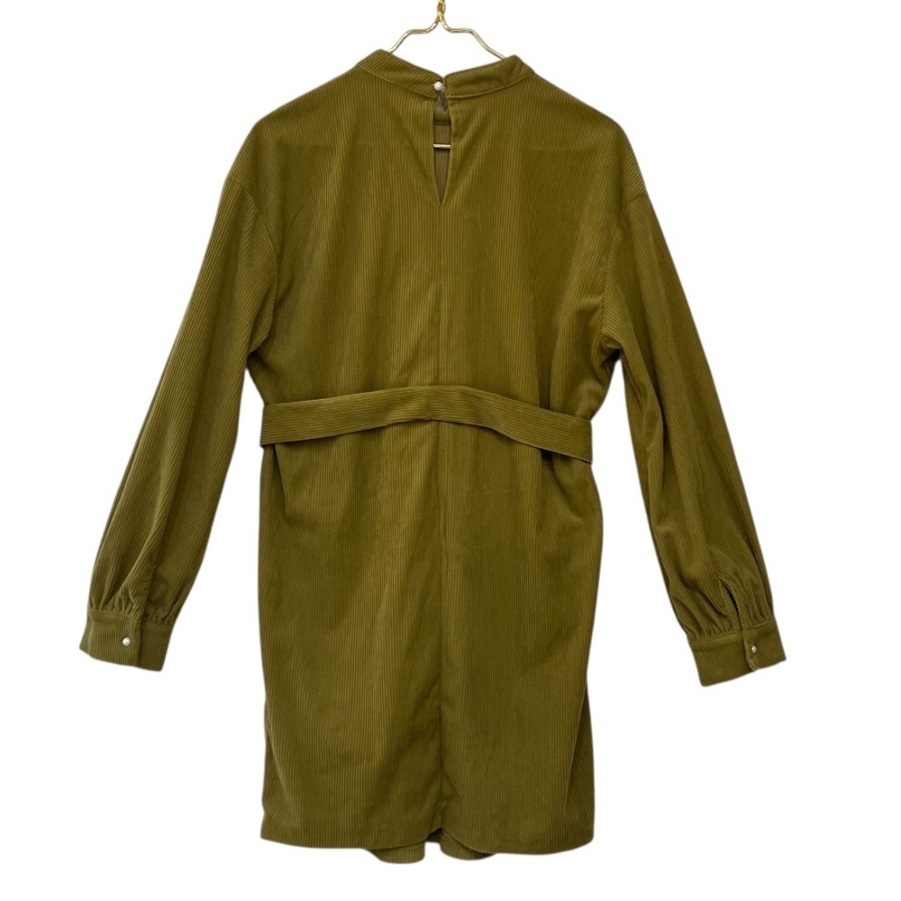 SHEIN Corduroy Mock Neck Belted Long Sleeve Dress Olive Green Size M - Picture 5 of 11
